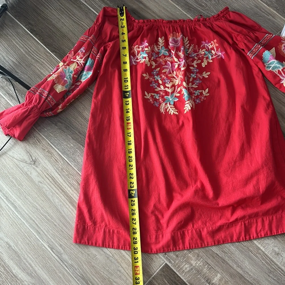 Free People Vibrant Red Cotton Dress in excellent condition